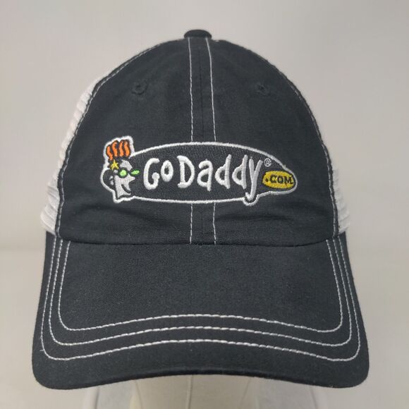 GoDaddy.com Strapback Mesh Back Trucker Hat Black One Size Stewart-Haas Racing - Picture 2 of 7